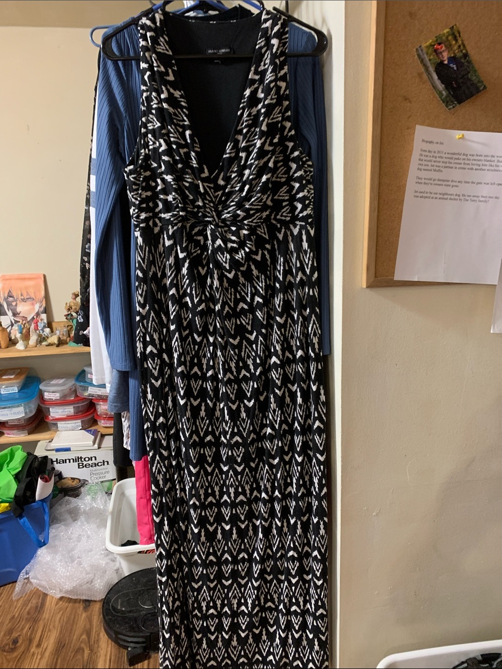 Mario Serrani Black and White Twist-Front Maxi Dress XXL